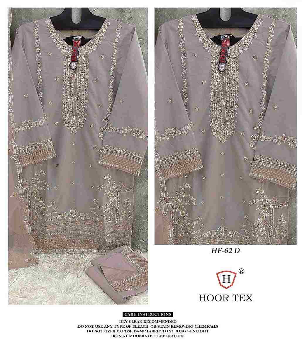 Hoor Tex Hit Design HF-62 Colours By Hoor Tex HF-62-A To HF-62-D Series Designer Festive Pakistani Suits Collection Beautiful Stylish Fancy Colorful Party Wear & Occasional Wear Heavy Organza With Embroidered Dresses At Wholesale Price