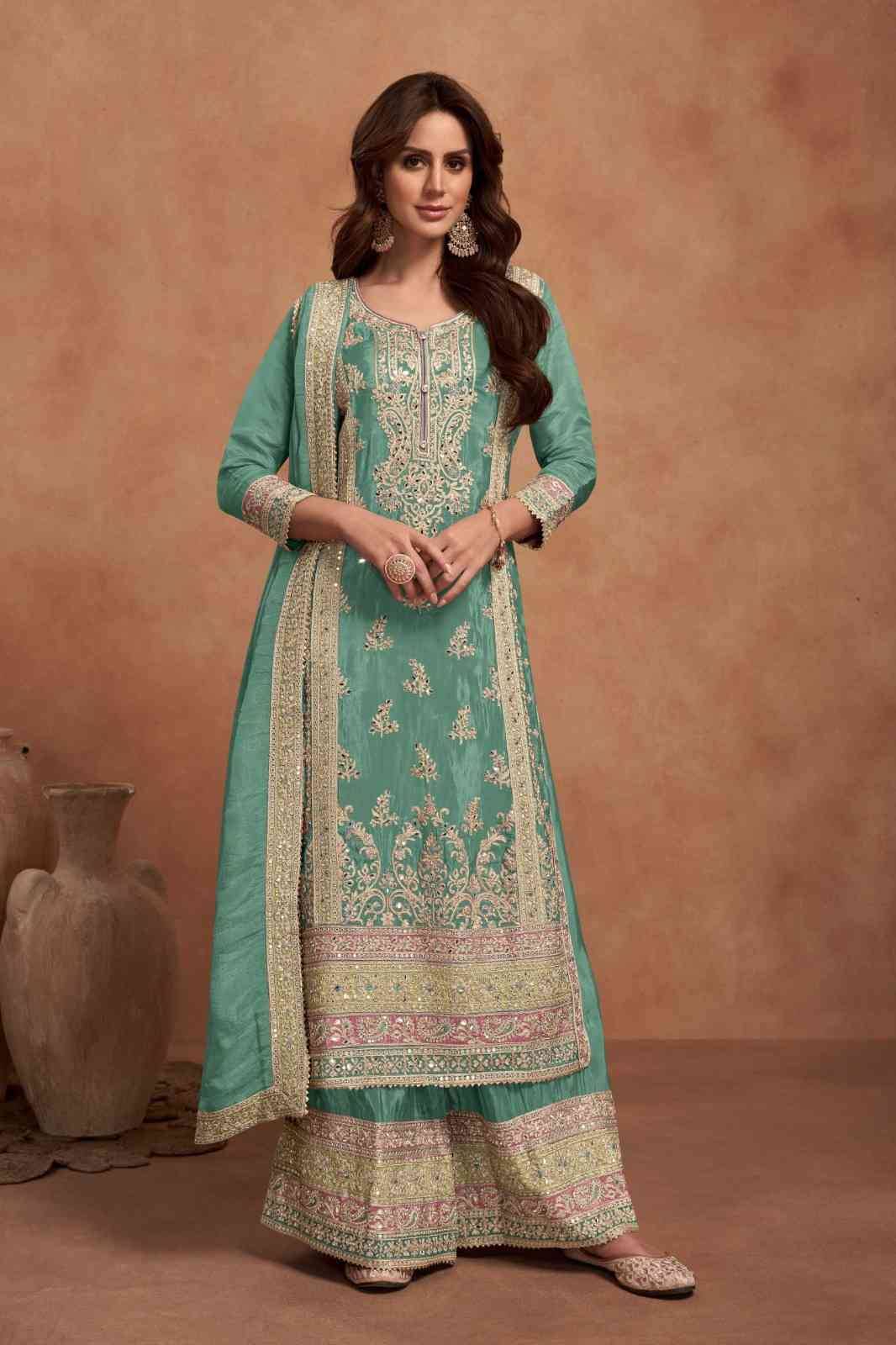 Nazia Colors By Gulkayra Designer 7453-D To 7453-F Series Beautiful Sharara Suits Colorful Stylish Fancy Casual Wear & Ethnic Wear Silk Embroidery Dresses At Wholesale Price