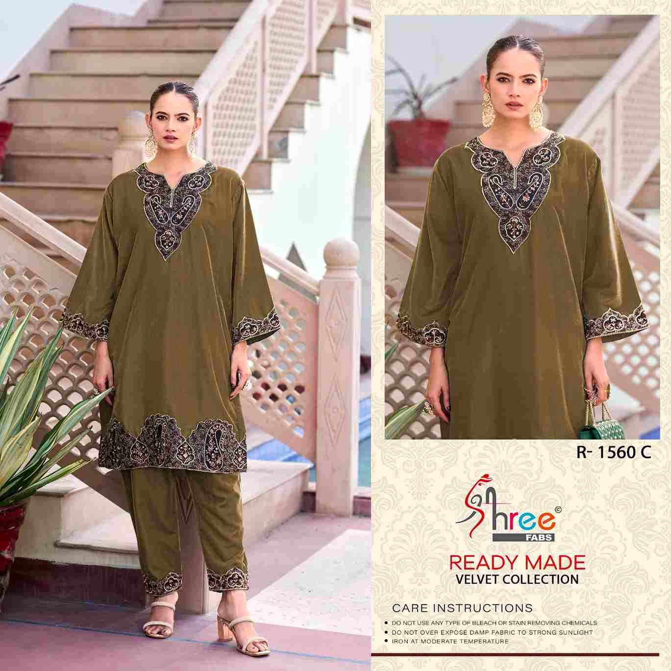 Shree Fabs Hit Design R-1560 Colours By Shree Fabs R-1560-A To R-1560-C Series Wholesale Designer Pakistani Suits Collection Beautiful Stylish Fancy Colorful Party Wear & Occasional Wear Velvet Kurtis With Bottom At Wholesale Price