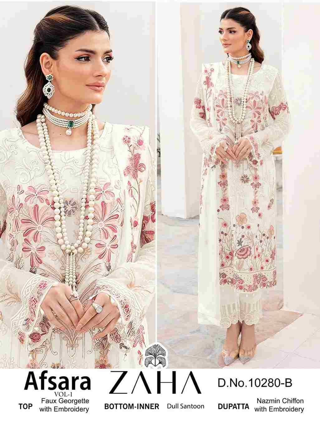 Afsara Vol-1 By Zaha 10280-A To 10280-C Series Beautiful Pakistani Suits Stylish Fancy Colorful Party Wear & Occasional Wear Faux Georgette With Embroidery Dresses At Wholesale Price