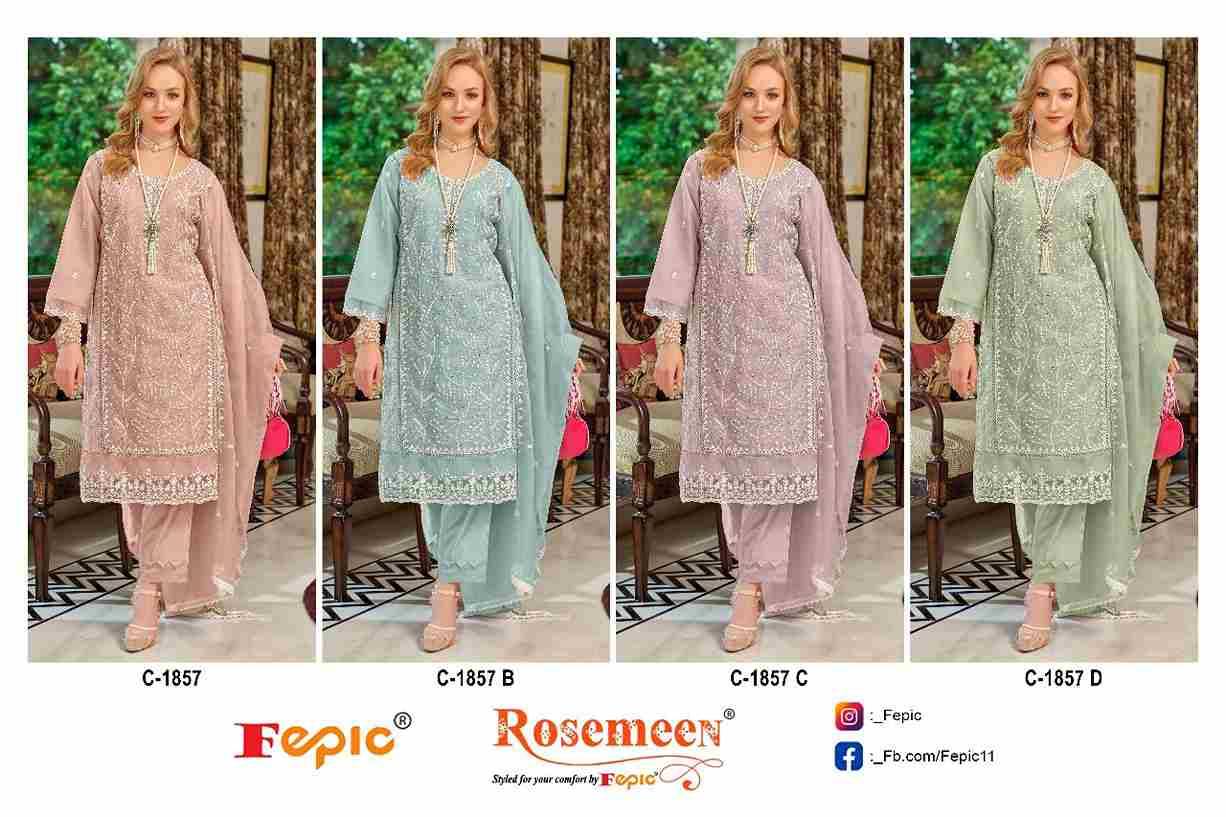 Fepic 1857 Colours By Fepic 1857-A To 1857-D Series Beautiful Pakistani Suits Colorful Stylish Fancy Casual Wear & Ethnic Wear Organza Embroidered Dresses At Wholesale Price