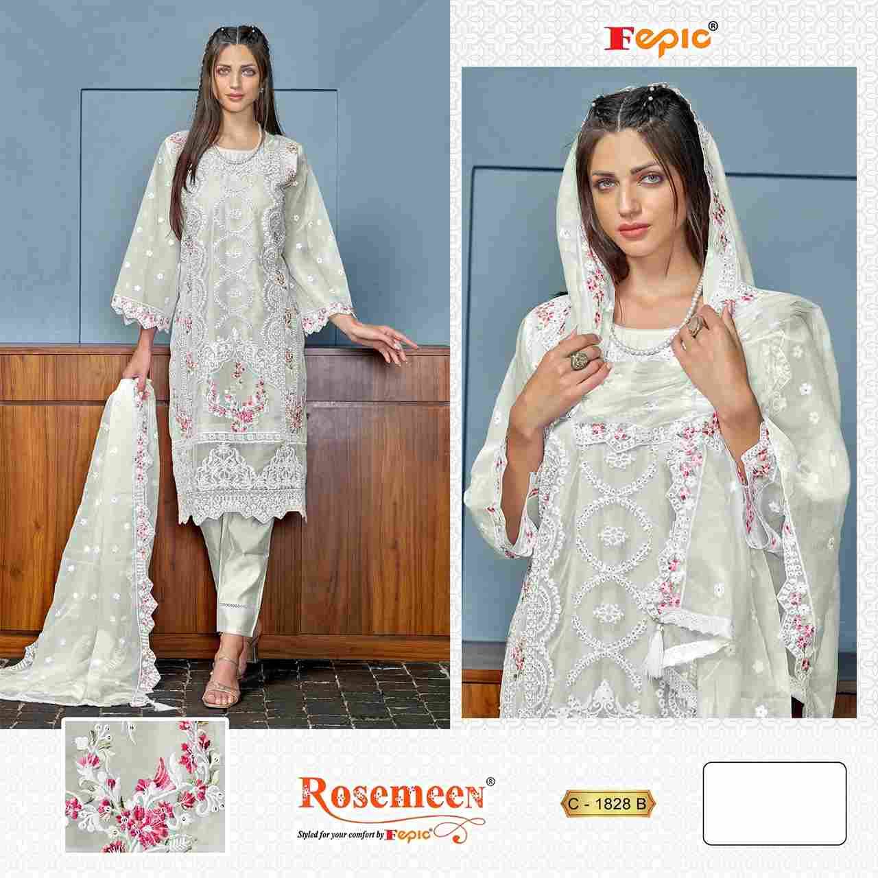 Fepic 1828 Colours By Fepic 1828-A To 1828-D Series Beautiful Pakistani Suits Colorful Stylish Fancy Casual Wear & Ethnic Wear Organza Embroidered Dresses At Wholesale Price