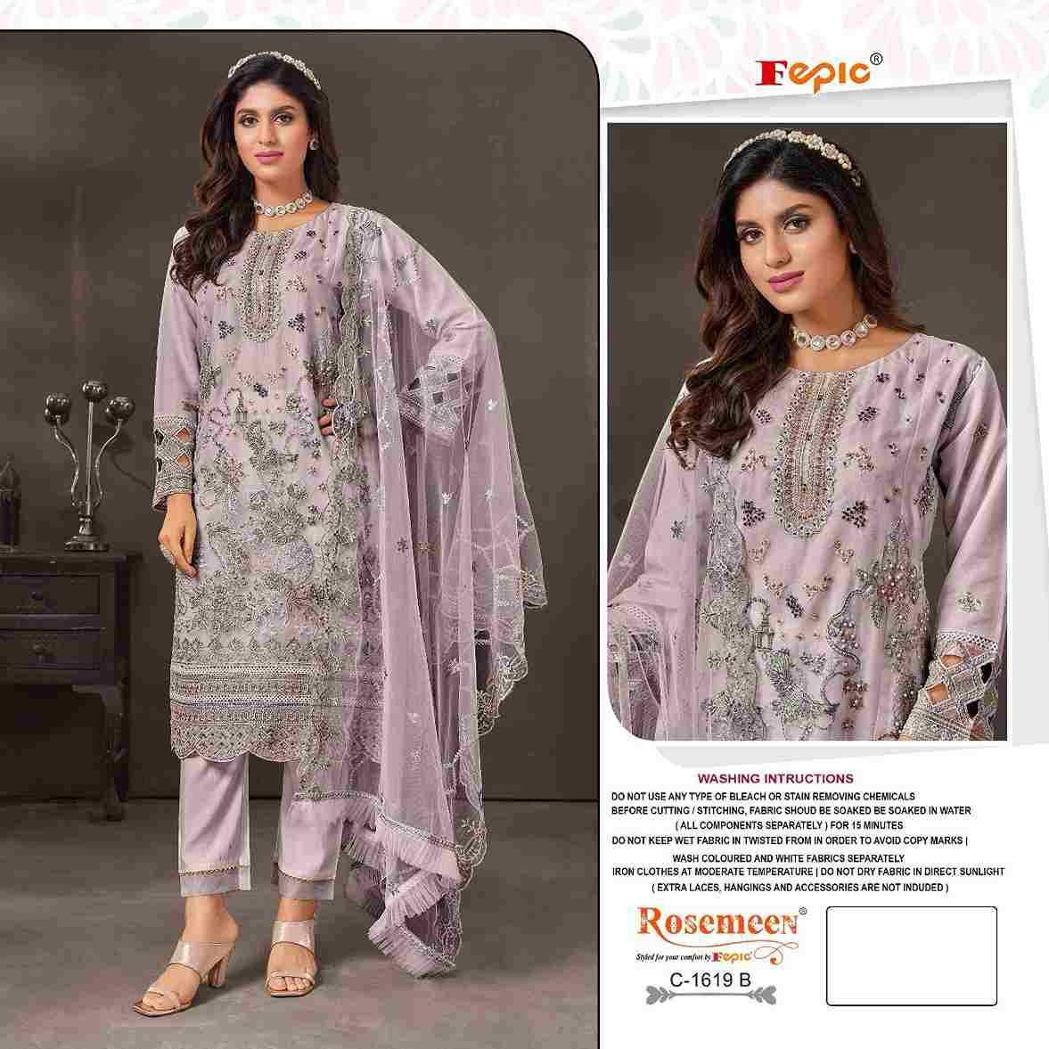 Fepic 1619 Colours By Fepic 1619-A To 1619-C Series Beautiful Pakistani Suits Colorful Stylish Fancy Casual Wear & Ethnic Wear Organza Embroidered Dresses At Wholesale Price