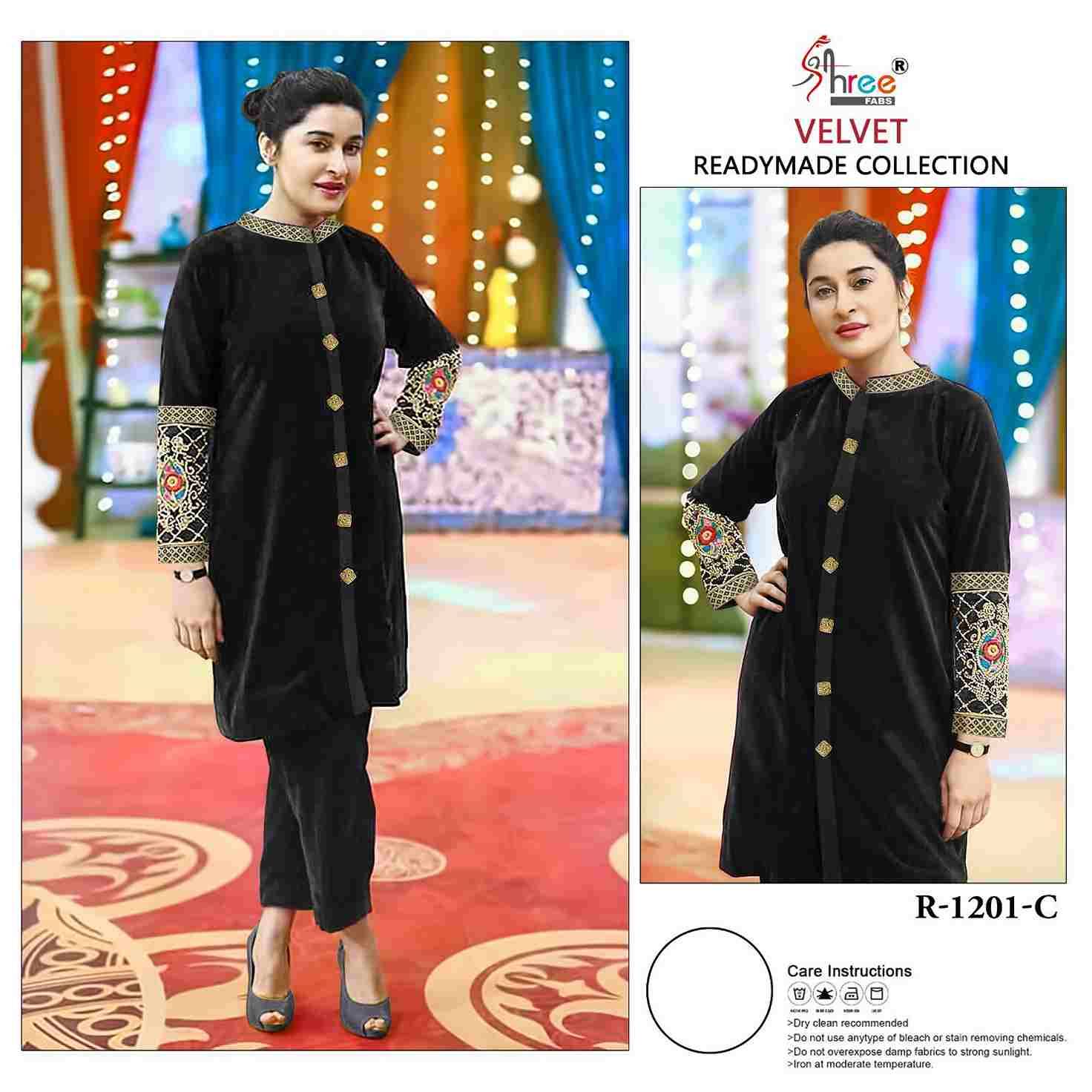 Shree Fabs Hit Design R-1201 Colours By Shree Fabs R-1201-A To R-1201-C Series Pakistani Kurtis Beautiful Fancy Colorful Stylish Party Wear & Occasional Wear Velvet Kurtis With Bottom Dresses At Wholesale Price