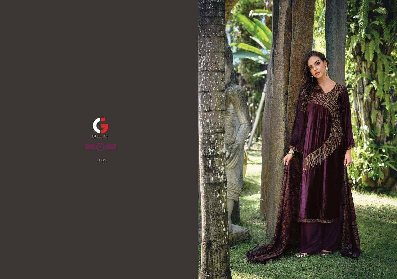 Tarub By Gull Jee 10001 To 10006 Series Beautiful Festive Suits Colorful Stylish Fancy Casual Wear & Ethnic Wear Viscose Velvet Embroidered Dresses At Wholesale Price