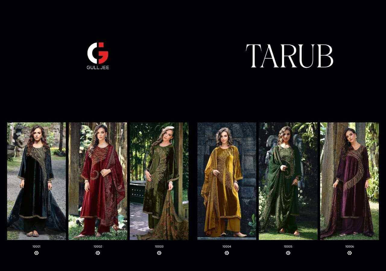 Tarub By Gull Jee 10001 To 10006 Series Beautiful Festive Suits Colorful Stylish Fancy Casual Wear & Ethnic Wear Viscose Velvet Embroidered Dresses At Wholesale Price