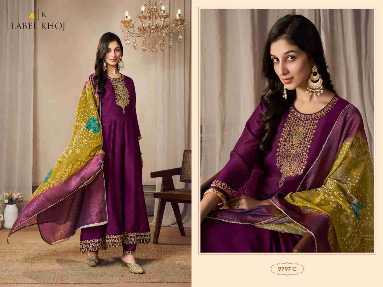 Label Khoj 9797 Colours By Label Khoj 9797-A To 9797-H Series Designer Festive Festive Suits Collection Beautiful Stylish Fancy Colorful Party Wear & Occasional Wear Silk Dresses At Wholesale Price