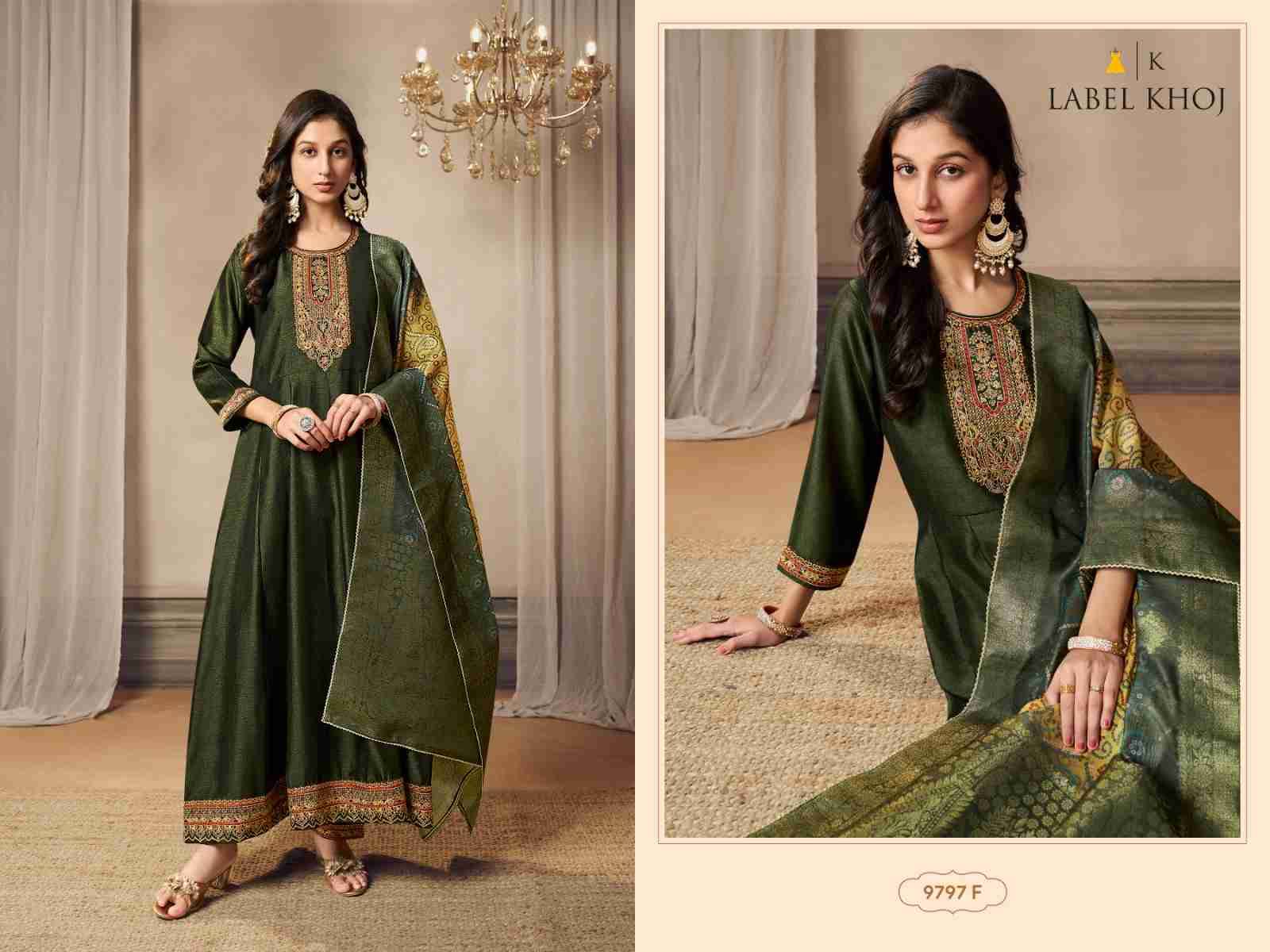 Label Khoj 9797 Colours By Label Khoj 9797-A To 9797-H Series Designer Festive Festive Suits Collection Beautiful Stylish Fancy Colorful Party Wear & Occasional Wear Silk Dresses At Wholesale Price