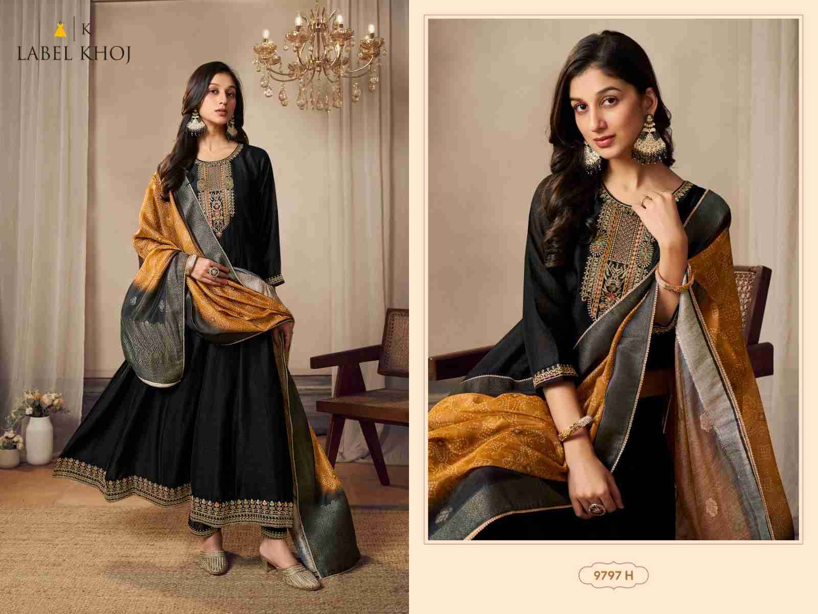 Label Khoj 9797 Colours By Label Khoj 9797-A To 9797-H Series Designer Festive Festive Suits Collection Beautiful Stylish Fancy Colorful Party Wear & Occasional Wear Silk Dresses At Wholesale Price