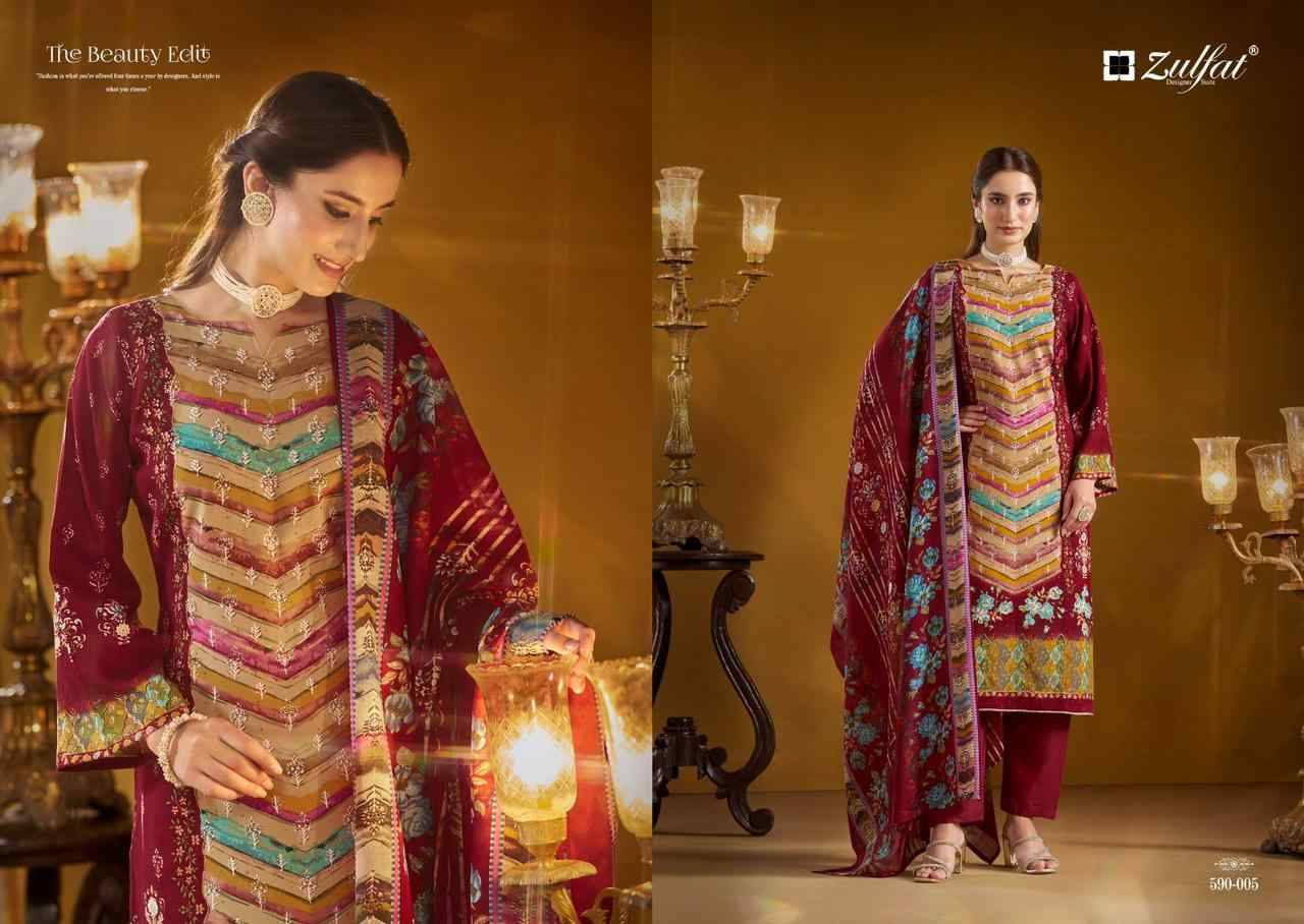 Aayat By Zulfat 590-001 To 590-006 Series Beautiful Festive Suits Stylish Fancy Colorful Casual Wear & Ethnic Wear Pure Viscose Rayon Print Dresses At Wholesale Price