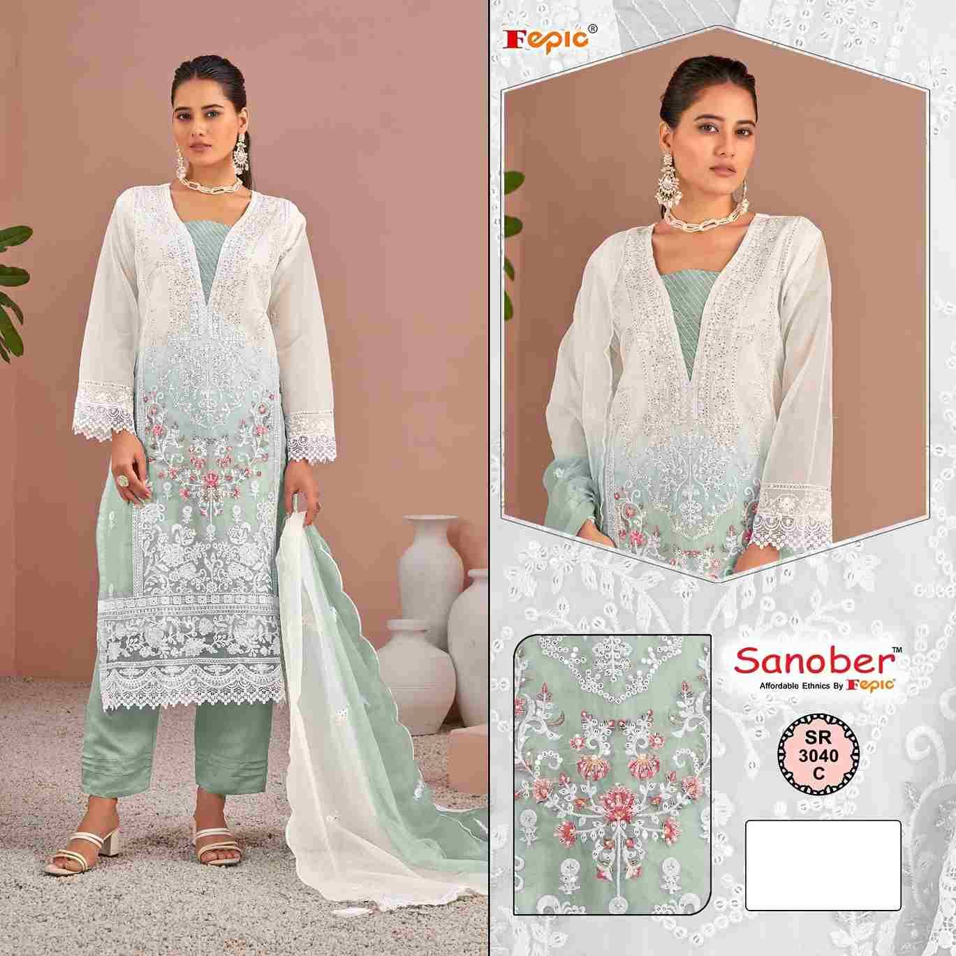 Fepic 3040 Colours By Fepic 3040-A To 3040-C Series Beautiful Pakistani Suits Colorful Stylish Fancy Casual Wear & Ethnic Wear Pure Organza Embroidered Dresses At Wholesale Price