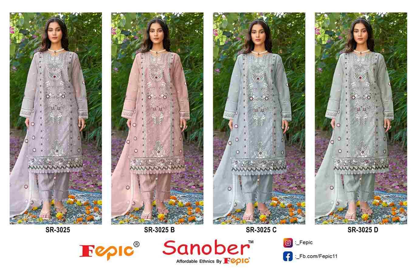 Fepic 3025 Colours By Fepic 3025-A To 3025-D Series Beautiful Pakistani Suits Colorful Stylish Fancy Casual Wear & Ethnic Wear Pure Organza Embroidered Dresses At Wholesale Price