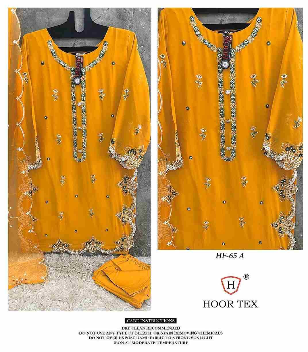 Hoor Tex Hit Design HF-65 Colours By Hoor Tex HF-65-A To HF-65-C Series Designer Festive Pakistani Suits Collection Beautiful Stylish Fancy Colorful Party Wear & Occasional Wear Heavy Georgette With Embroidered Dresses At Wholesale Price