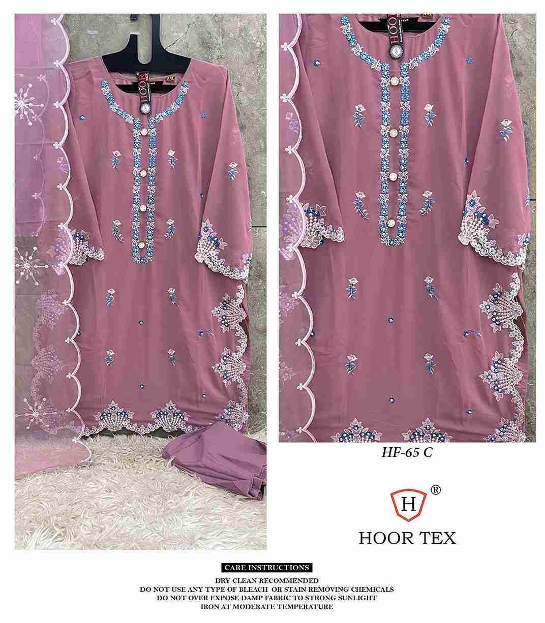 Hoor Tex Hit Design HF-65 Colours By Hoor Tex HF-65-A To HF-65-C Series Designer Festive Pakistani Suits Collection Beautiful Stylish Fancy Colorful Party Wear & Occasional Wear Heavy Georgette With Embroidered Dresses At Wholesale Price