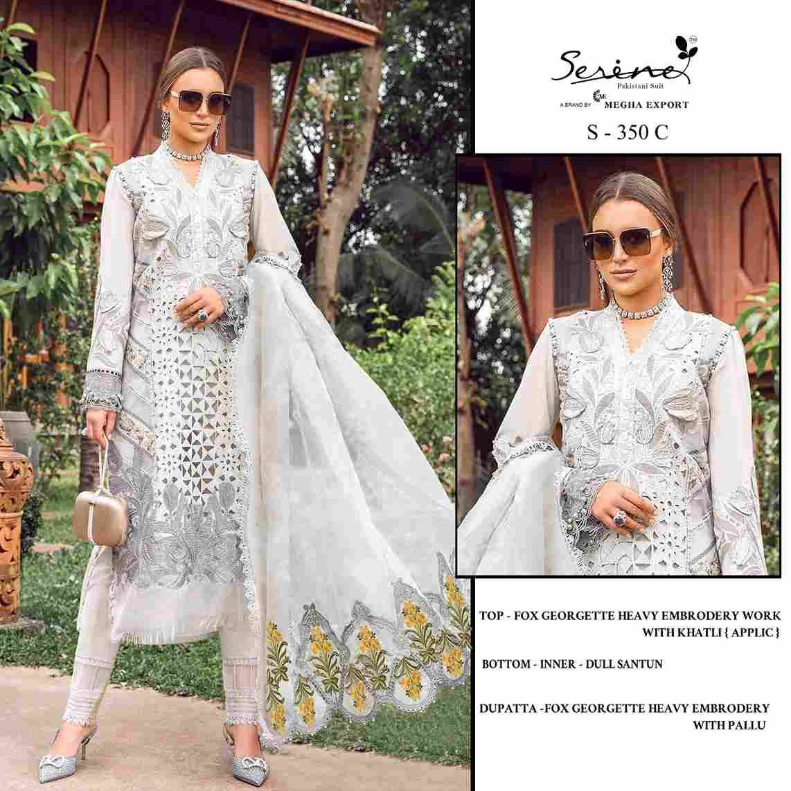 Serene Hit Design S-350 Colours By Serene S-350-A To S-350-D Series Designer Pakistani Suits Beautiful Fancy Colorful Stylish Party Wear & Occasional Wear Faux Georgette Embroidered Dresses At Wholesale Price