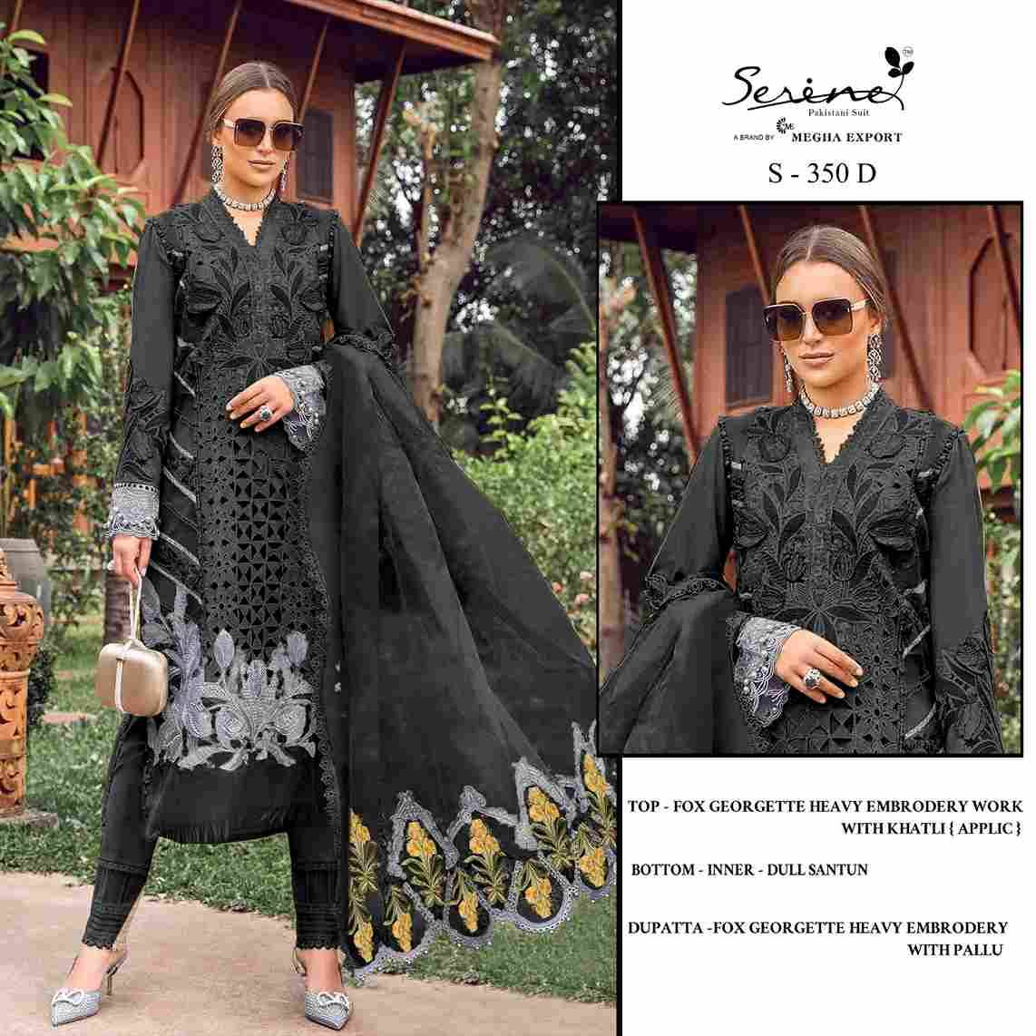 Serene Hit Design S-350 Colours By Serene S-350-A To S-350-D Series Designer Pakistani Suits Beautiful Fancy Colorful Stylish Party Wear & Occasional Wear Faux Georgette Embroidered Dresses At Wholesale Price