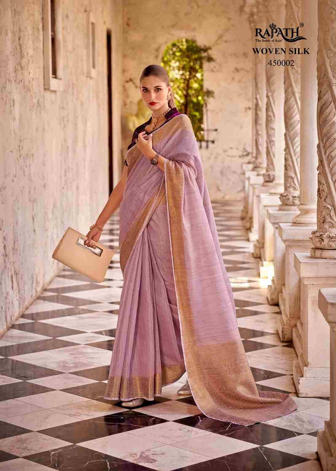 Delicate Silk By Rajpath 45001 To 450006 Series Indian Traditional Wear Collection Beautiful Stylish Fancy Colorful Party Wear & Occasional Wear Linen Silk Sarees At Wholesale Price