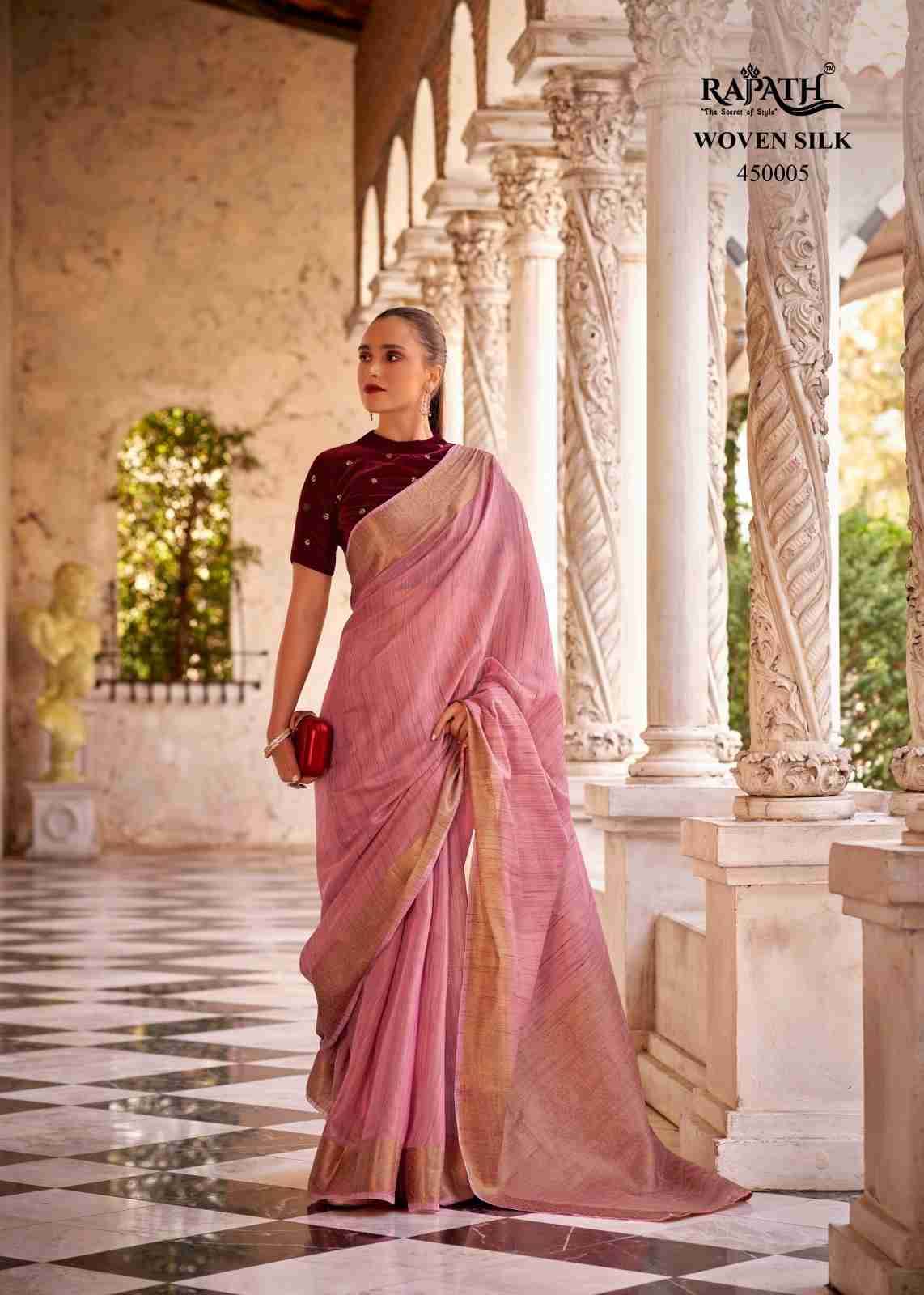 Delicate Silk By Rajpath 45001 To 450006 Series Indian Traditional Wear Collection Beautiful Stylish Fancy Colorful Party Wear & Occasional Wear Linen Silk Sarees At Wholesale Price