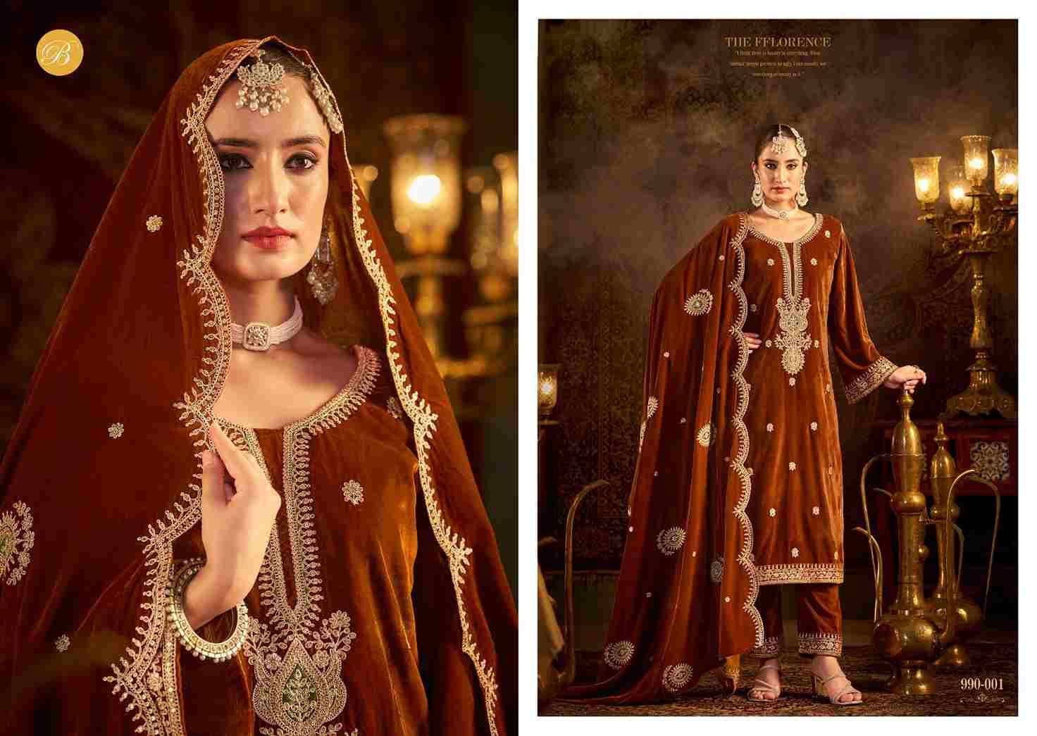 Velvet Ishq By Belliza 990-001 To 990-004 Series Beautiful Stylish Festive Suits Fancy Colorful Casual Wear & Ethnic Wear & Ready To Wear Pure Velvet Embroidered Dresses At Wholesale Price