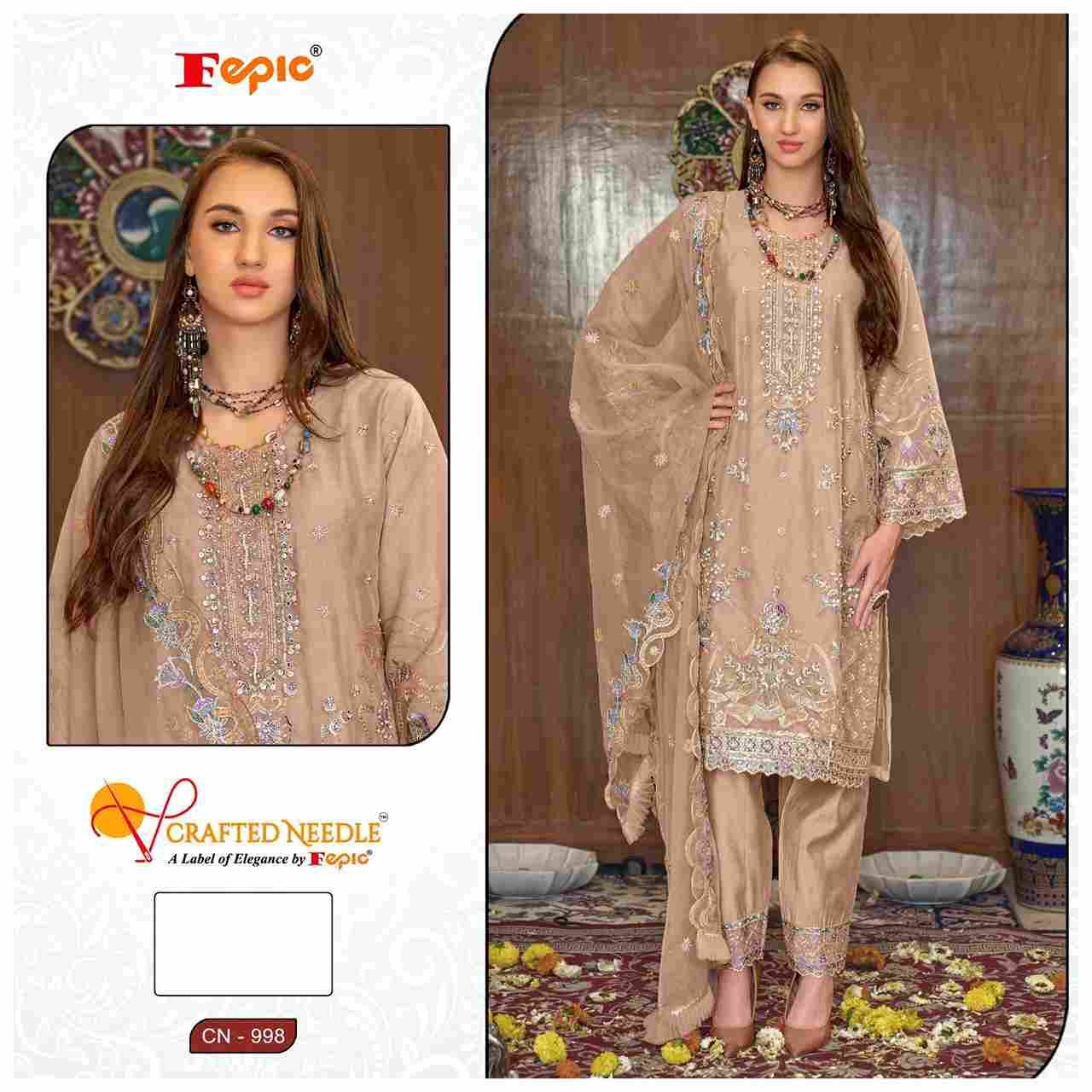 Fepic 998 Colours By Fepic 998-A To 998-C Series Beautiful Pakistani Suits Colorful Stylish Fancy Casual Wear & Ethnic Wear Organza Embroidered Dresses At Wholesale Price