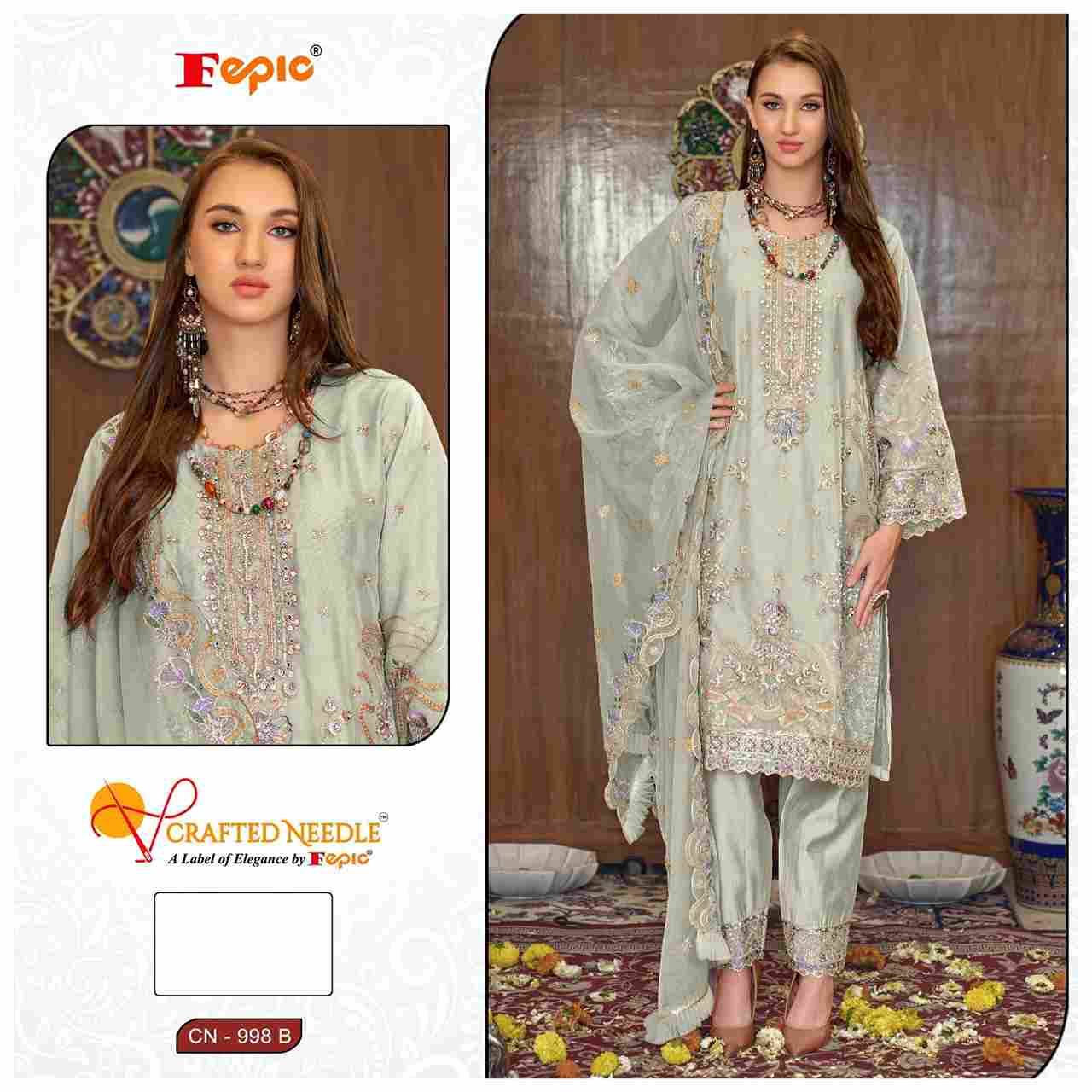 Fepic 998 Colours By Fepic 998-A To 998-C Series Beautiful Pakistani Suits Colorful Stylish Fancy Casual Wear & Ethnic Wear Organza Embroidered Dresses At Wholesale Price