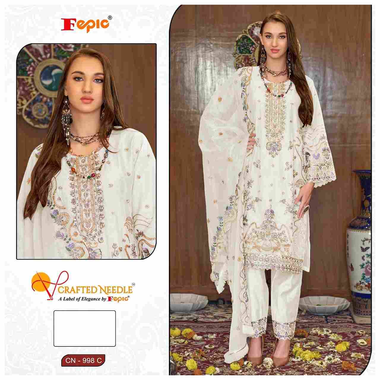 Fepic 998 Colours By Fepic 998-A To 998-C Series Beautiful Pakistani Suits Colorful Stylish Fancy Casual Wear & Ethnic Wear Organza Embroidered Dresses At Wholesale Price