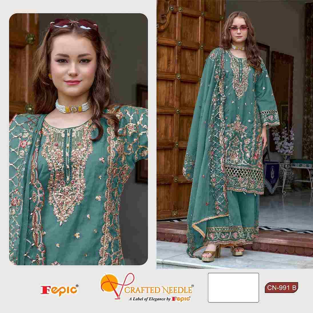 Fepic 991 Colours By Fepic 991-A To 991-C Series Beautiful Pakistani Suits Colorful Stylish Fancy Casual Wear & Ethnic Wear Organza Embroidered Dresses At Wholesale Price