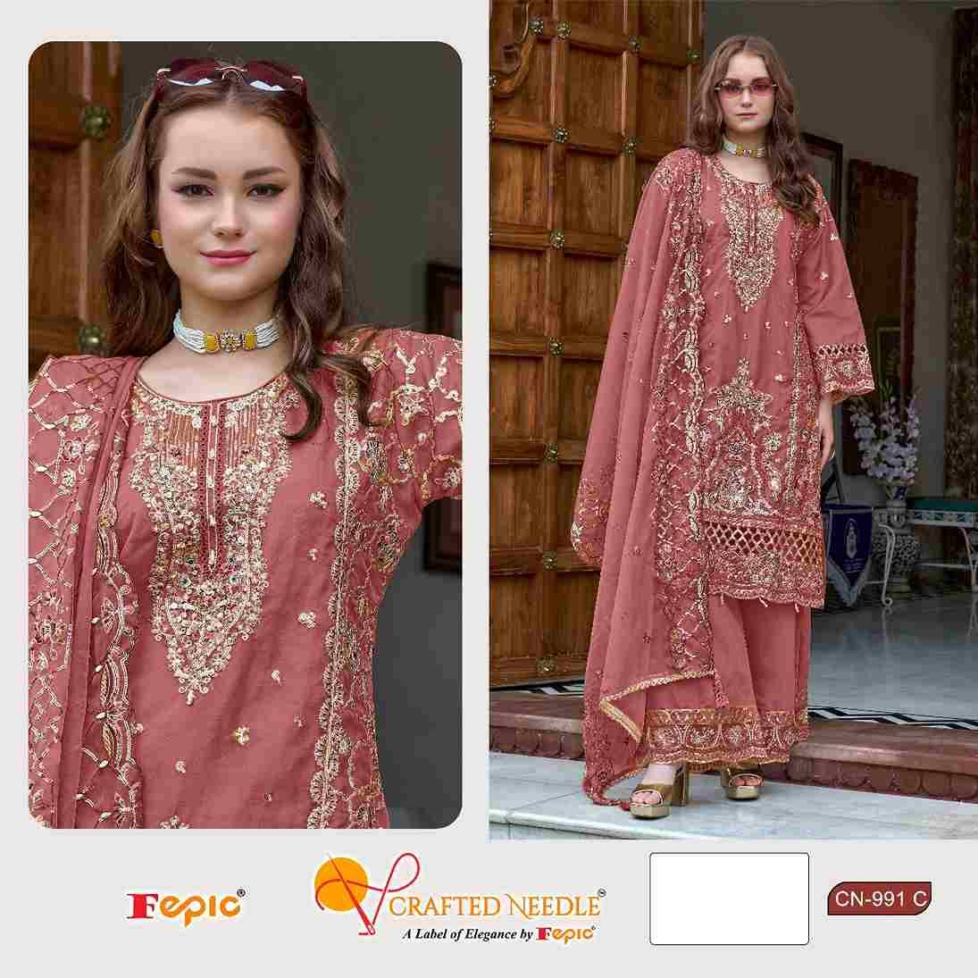 Fepic 991 Colours By Fepic 991-A To 991-C Series Beautiful Pakistani Suits Colorful Stylish Fancy Casual Wear & Ethnic Wear Organza Embroidered Dresses At Wholesale Price