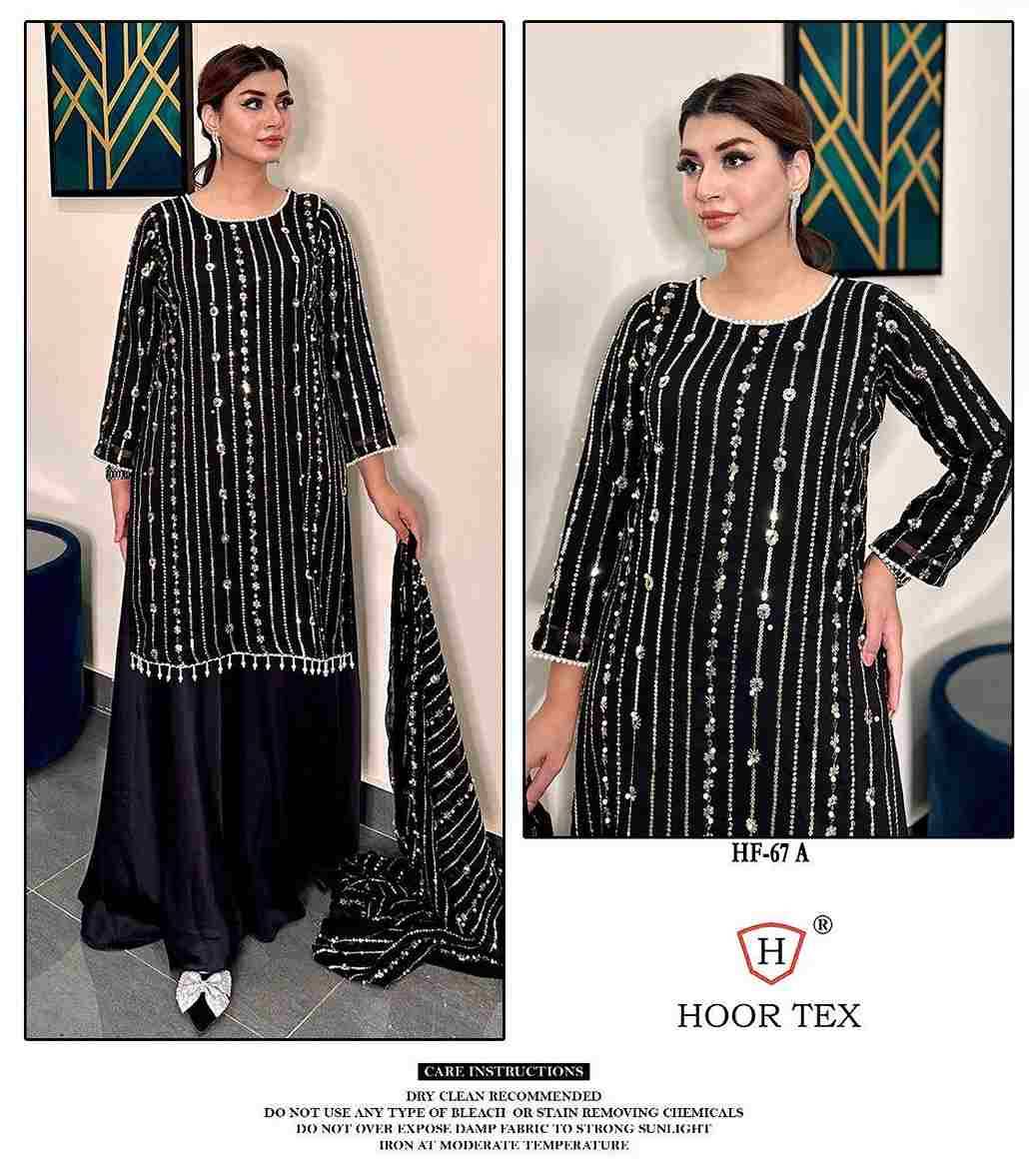 Hoor Tex Hit Design HF-67 Colours By Hoor Tex HF-67-A To HF-67-H Series Designer Festive Pakistani Suits Collection Beautiful Stylish Fancy Colorful Party Wear & Occasional Wear Heavy Georgette With Embroidered Dresses At Wholesale Price