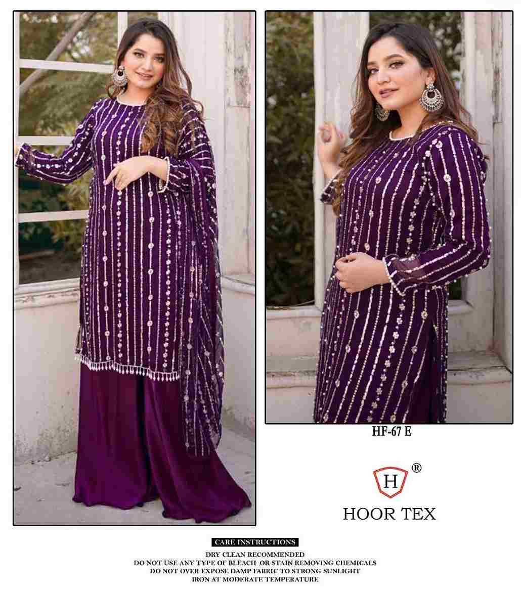 Hoor Tex Hit Design HF-67 Colours By Hoor Tex HF-67-A To HF-67-H Series Designer Festive Pakistani Suits Collection Beautiful Stylish Fancy Colorful Party Wear & Occasional Wear Heavy Georgette With Embroidered Dresses At Wholesale Price