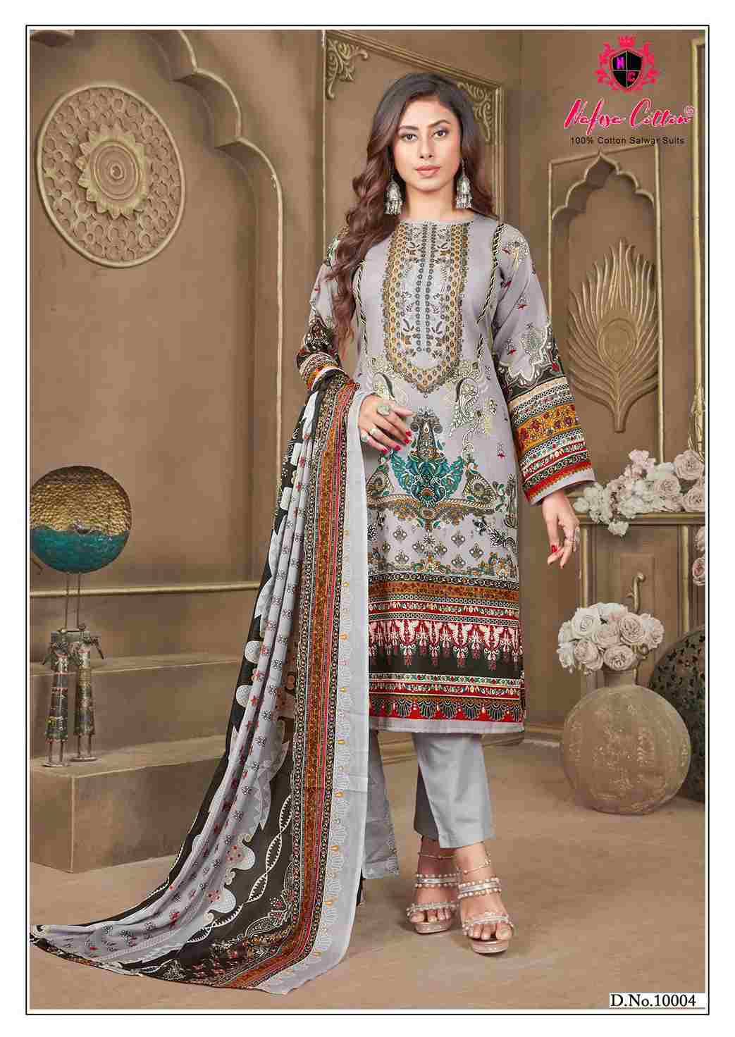 Safina Vol-10 By Nafisa Cotton 10001 To 10006 Series Beautiful Festive Suits Colorful Stylish Fancy Casual Wear & Ethnic Wear Pure Cotton Embroidered Dresses At Wholesale Price