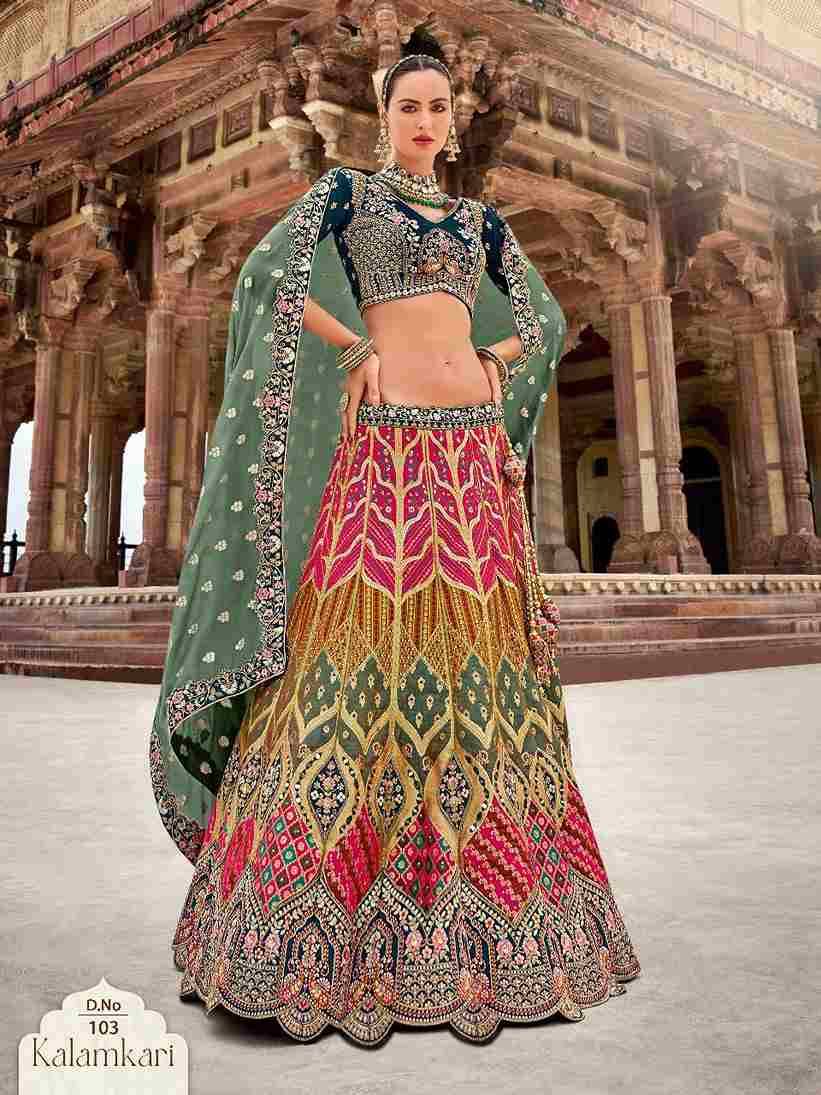 Kalamkari By Fashid Wholesale 101 To 110 Series Bridal Wear Collection Beautiful Stylish Colorful Fancy Party Wear & Occasional Wear Banarasi Silk Lehengas At Wholesale Price