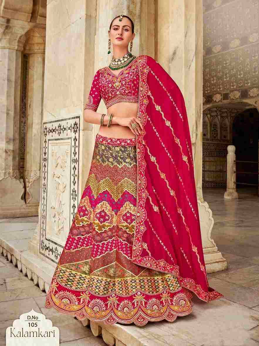 Kalamkari By Fashid Wholesale 101 To 110 Series Bridal Wear Collection Beautiful Stylish Colorful Fancy Party Wear & Occasional Wear Banarasi Silk Lehengas At Wholesale Price