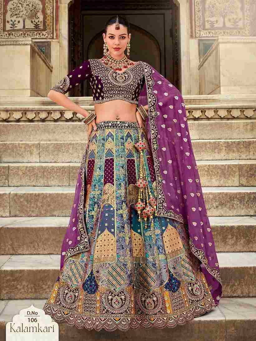 Kalamkari By Fashid Wholesale 101 To 110 Series Bridal Wear Collection Beautiful Stylish Colorful Fancy Party Wear & Occasional Wear Banarasi Silk Lehengas At Wholesale Price