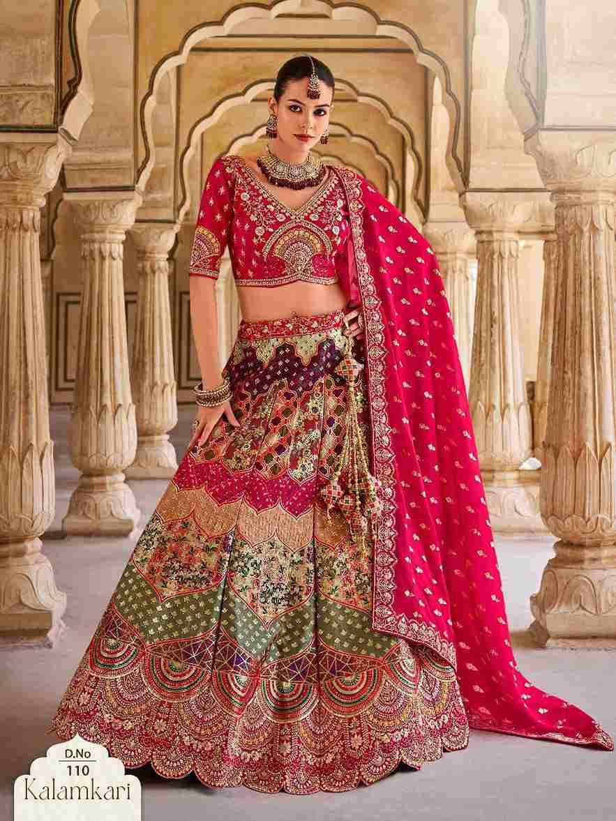 Kalamkari By Fashid Wholesale 101 To 110 Series Bridal Wear Collection Beautiful Stylish Colorful Fancy Party Wear & Occasional Wear Banarasi Silk Lehengas At Wholesale Price