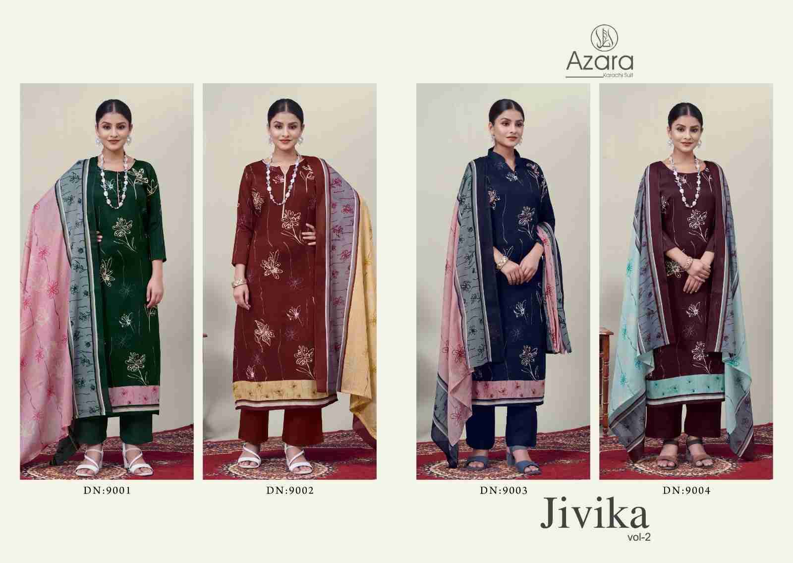 Jivika Vol-2 By Azara 9001 To 9004 Series Beautiful Stylish Festive Suits Fancy Colorful Casual Wear & Ethnic Wear & Ready To Wear Jam Cotton Print Dresses At Wholesale Price