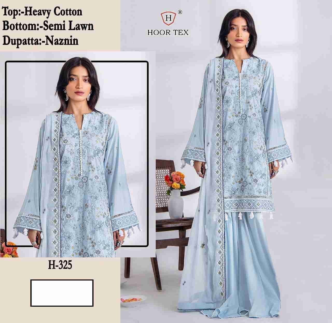 Hoor Tex Hit Design H-325 By Hoor Tex Designer Festive Pakistani Suits Collection Beautiful Stylish Fancy Colorful Party Wear & Occasional Wear Heavy Cotton With Embroidered Dresses At Wholesale Price