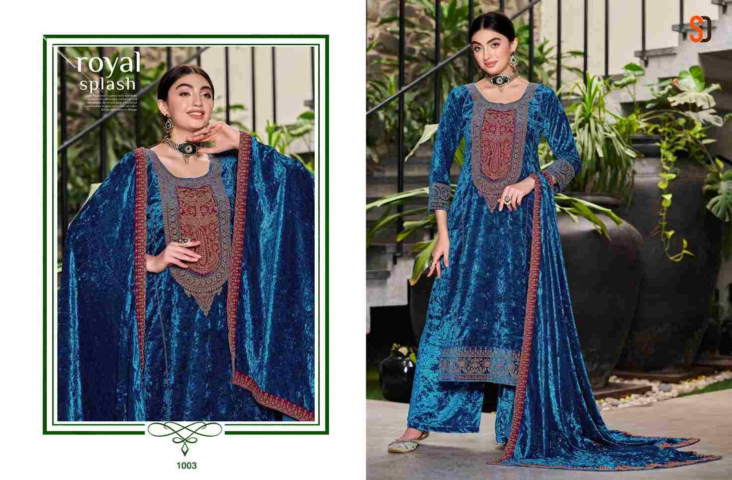 Shahzadi By Shraddha Designer 1001 To 1004 Series Beautiful Pakistani Suits Colorful Stylish Fancy Casual Wear & Ethnic Wear Pure Velvet Embroidered Dresses At Wholesale Price