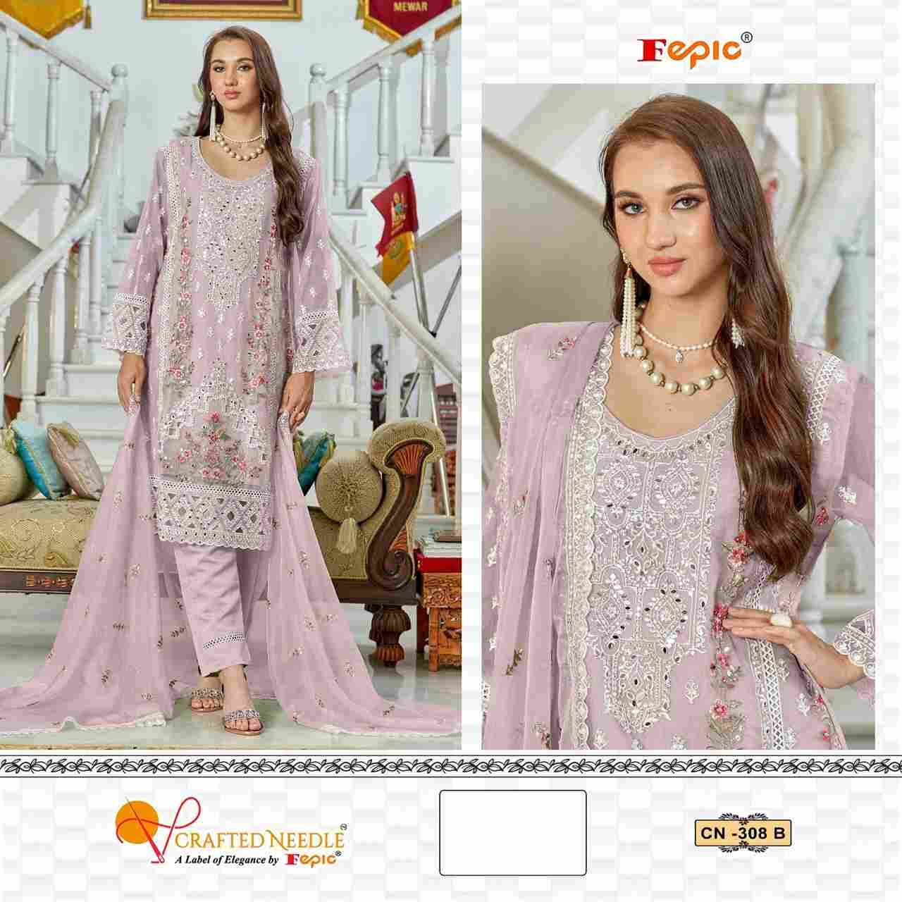 Fepic 308 Colours By Fepic 308-A To 308-C Series Beautiful Pakistani Suits Colorful Stylish Fancy Casual Wear & Ethnic Wear Organza Embroidered Dresses At Wholesale Price