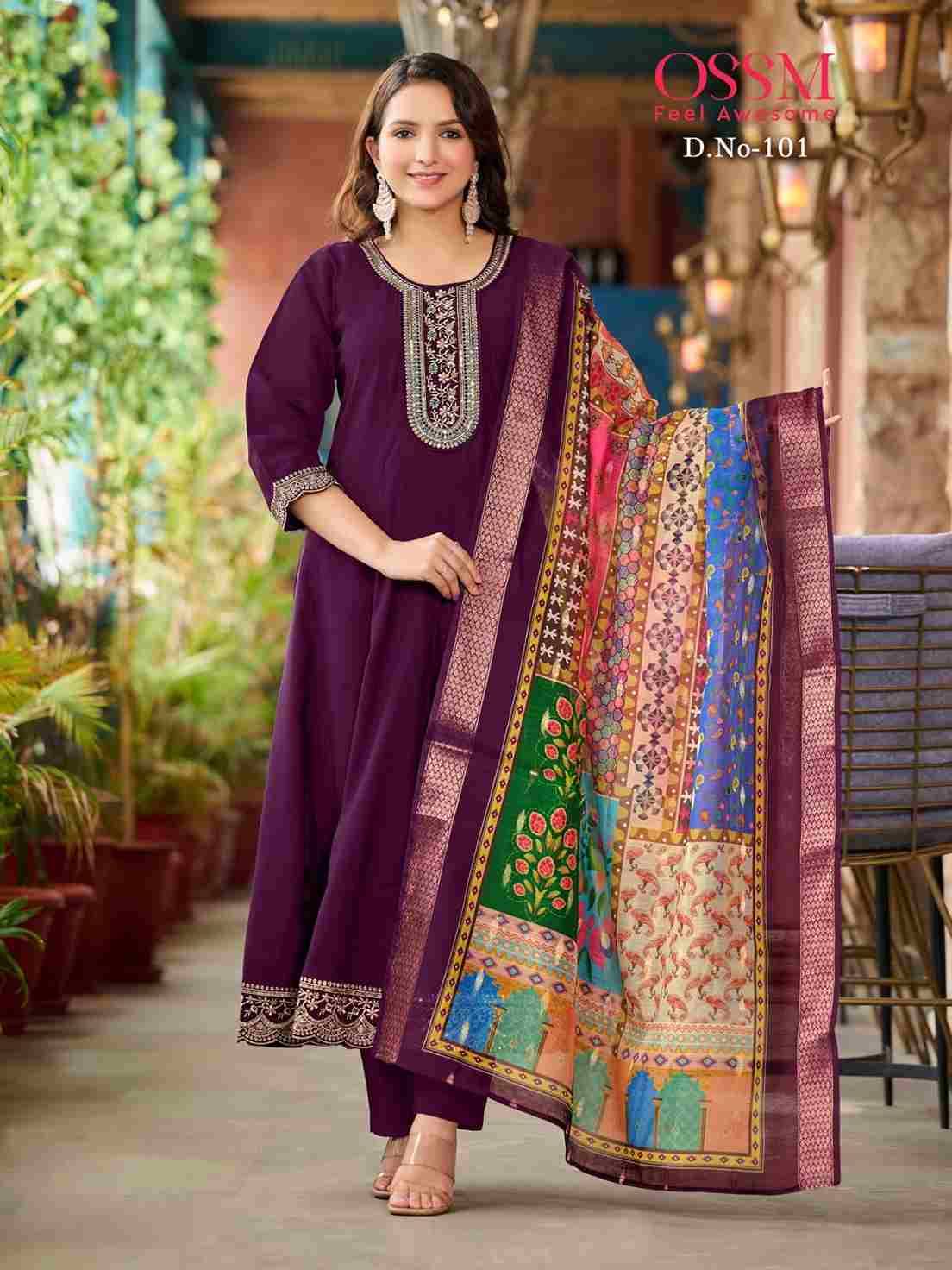 Resham By Ossm 101 To 106 Series Beautiful Stylish Festive Suits Fancy Colorful Casual Wear & Ethnic Wear & Ready To Wear Pure Viscose Silk Dresses At Wholesale Price