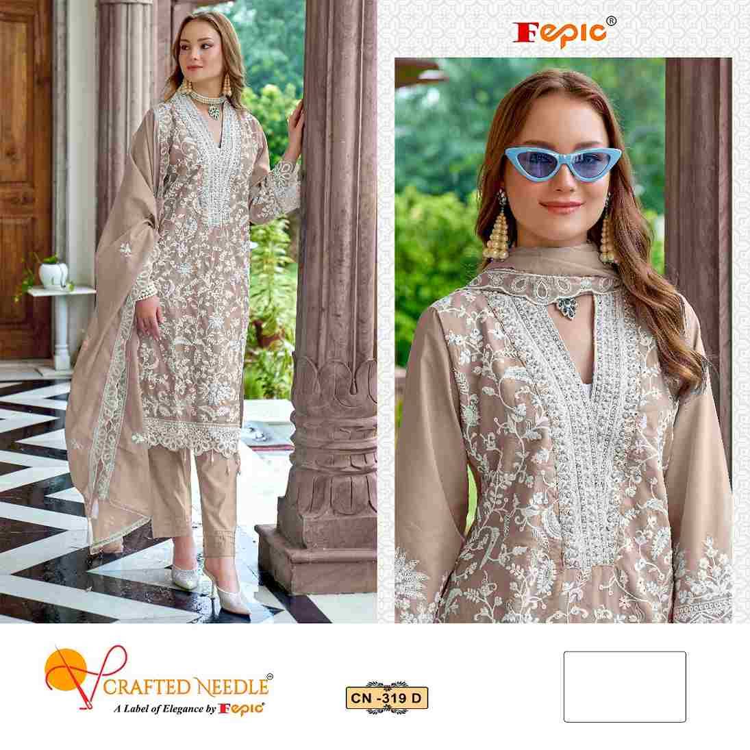 Fepic 319 Colours By Fepic 319-A To 319-D Series Beautiful Pakistani Suits Colorful Stylish Fancy Casual Wear & Ethnic Wear Organza Embroidered Dresses At Wholesale Price