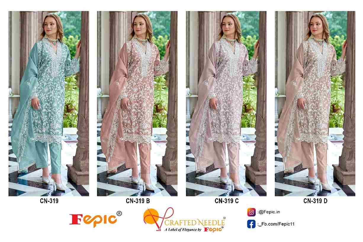 Fepic 319 Colours By Fepic 319-A To 319-D Series Beautiful Pakistani Suits Colorful Stylish Fancy Casual Wear & Ethnic Wear Organza Embroidered Dresses At Wholesale Price