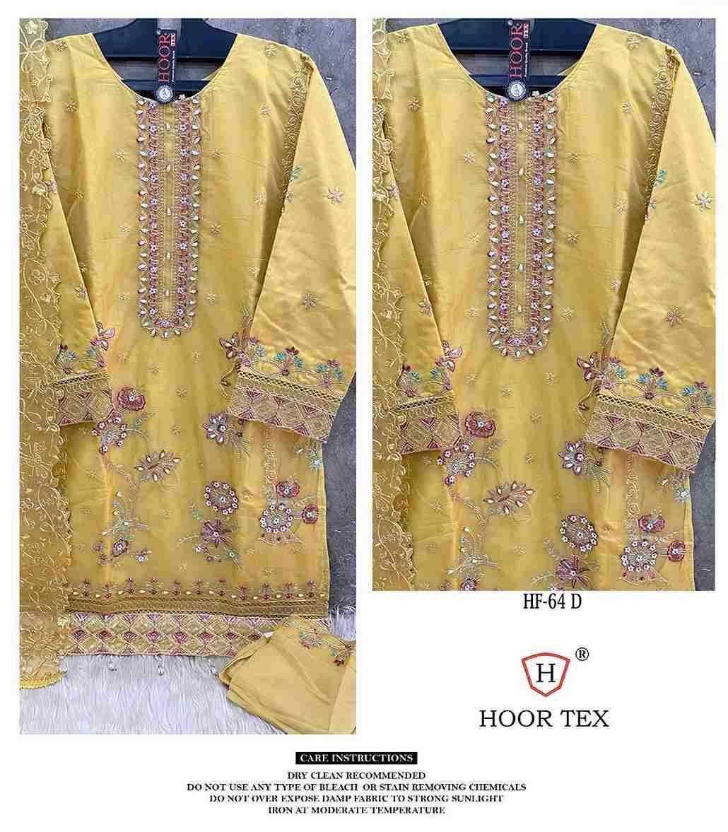 Hoor Tex Hit Design HF-64 Colours By Hoor Tex HF-64-A To HF-64-D Series Designer Festive Pakistani Suits Collection Beautiful Stylish Fancy Colorful Party Wear & Occasional Wear Heavy Organza With Embroidered Dresses At Wholesale Price