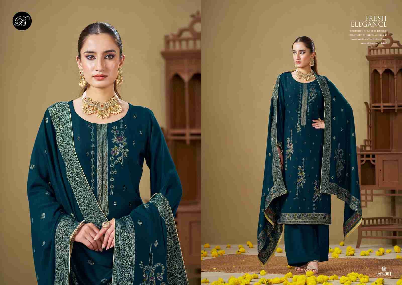 Jashn-E-Bahaar By Belliza 987-001 To 987-006 Series Beautiful Festive Suits Stylish Fancy Colorful Casual Wear & Ethnic Wear Pure Viscose Pashmina Jacquard Dresses At Wholesale Price