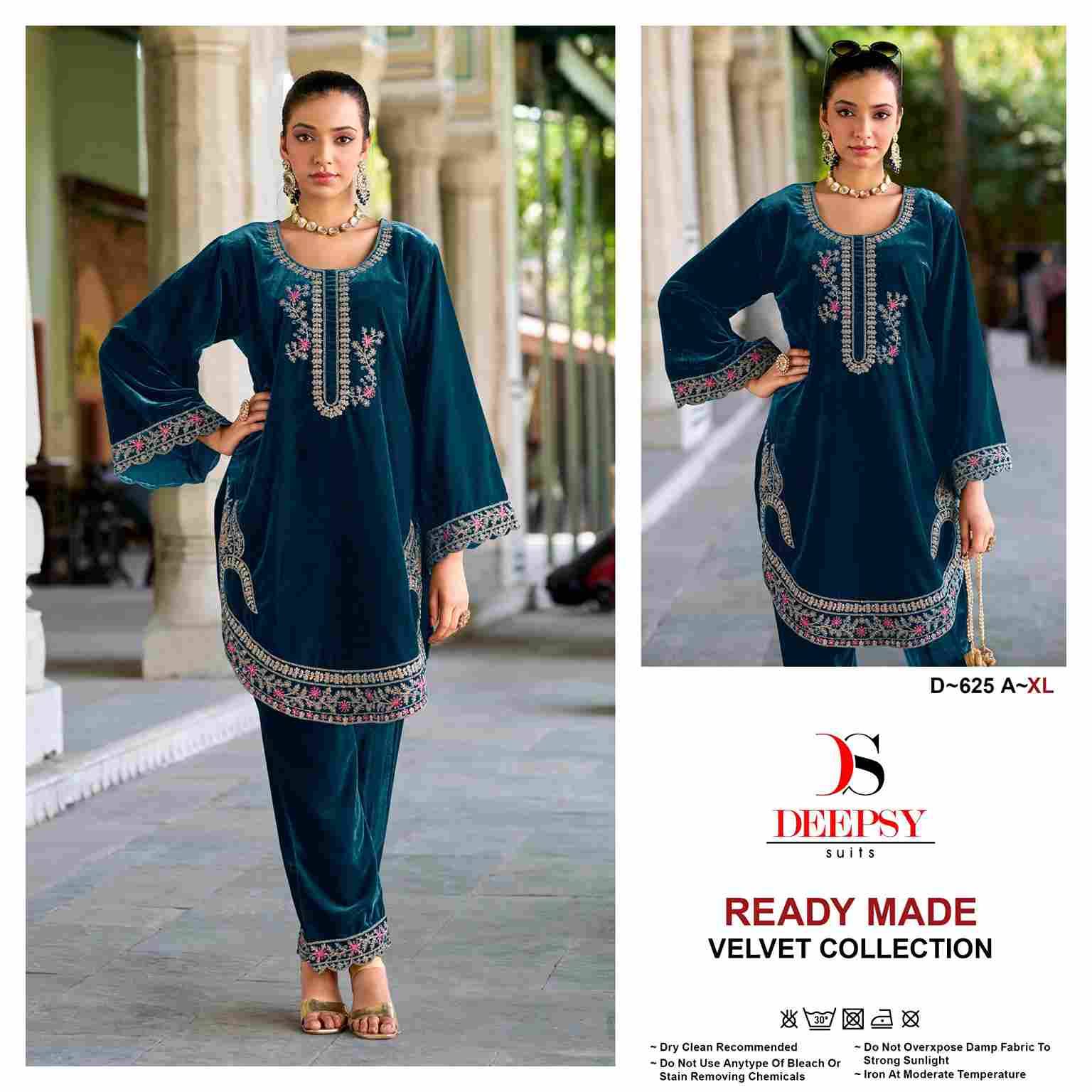 Deepsy Hit Design 625 Colours By Deepsy Suits 625-A To 625-D Series Designer Pakistani Suits Collection Beautiful Stylish Fancy Colorful Party Wear & Occasional Wear Velvet Kurtis With Bottom At Wholesale Price