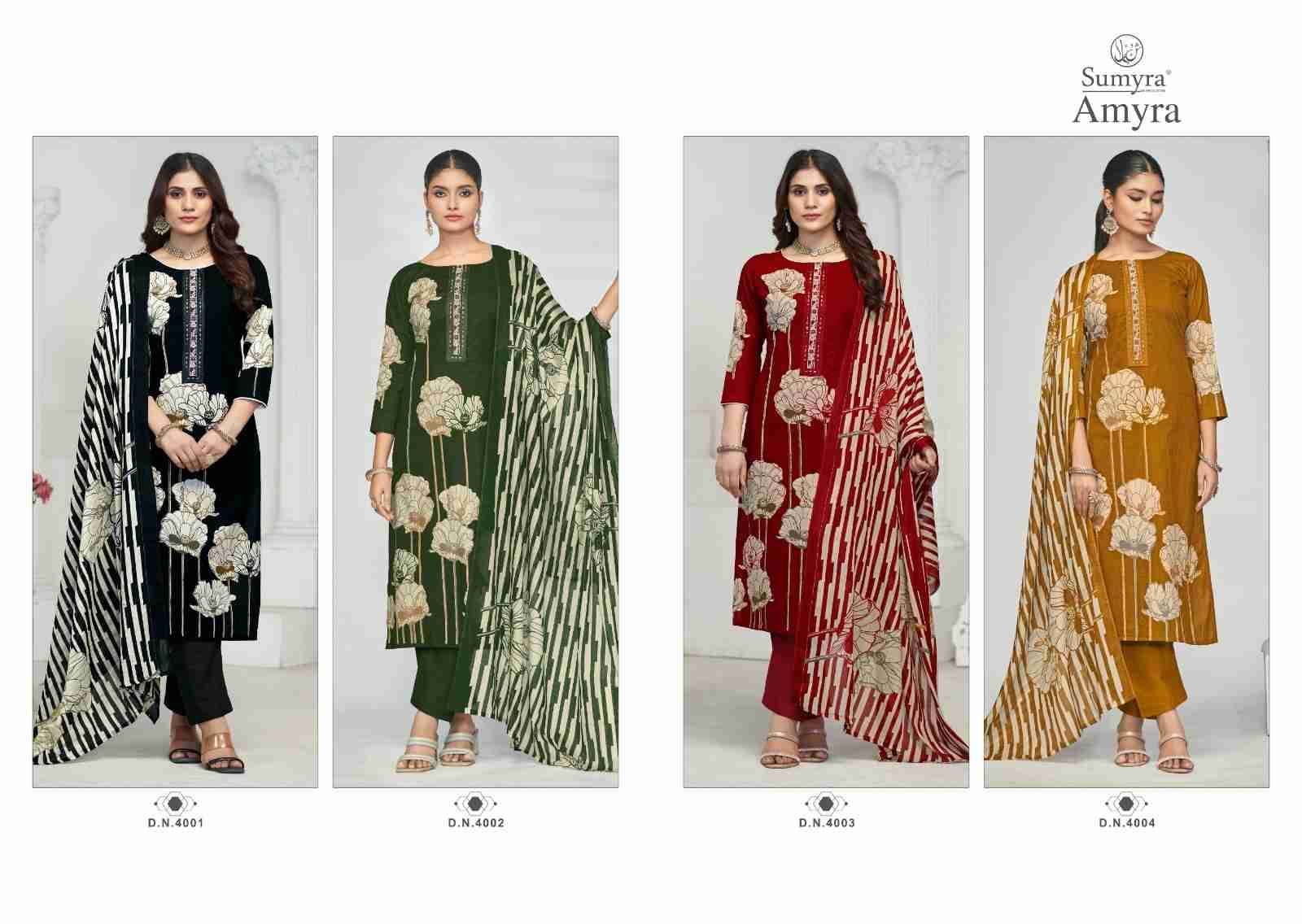 Amyra By Sumyra 4001 To 4004 Series Beautiful Festive Suits Stylish Fancy Colorful Casual Wear & Ethnic Wear Pure Pashmina Print Dresses At Wholesale Price