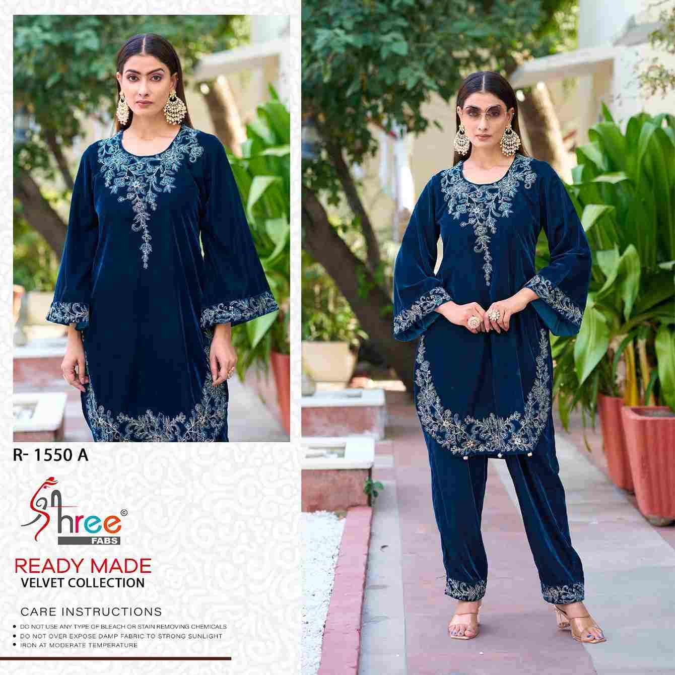 Shree Fabs Hit Design R-1550 Colours By Shree Fabs R-1550-A To R-1550-D Series Wholesale Designer Pakistani Suits Collection Beautiful Stylish Fancy Colorful Party Wear & Occasional Wear Velvet Kurtis With Bottom At Wholesale Price