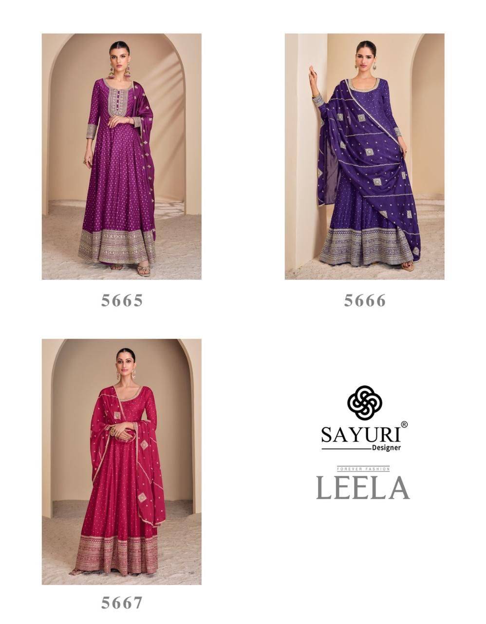 Leela By Sayuri 5665 To 5667 Series Designer Stylish Fancy Colorful Beautiful Party Wear & Ethnic Wear Collection Viscose Jacquard Silk Gown With Bottom At Wholesale Price