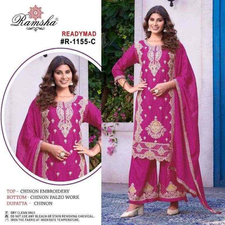 Ramsha 1155 Colours By Ramsha 1155-A To 1155-D Series Beautiful Pakistani Suits Colorful Stylish Fancy Casual Wear & Ethnic Wear Chinnon Dresses At Wholesale Price