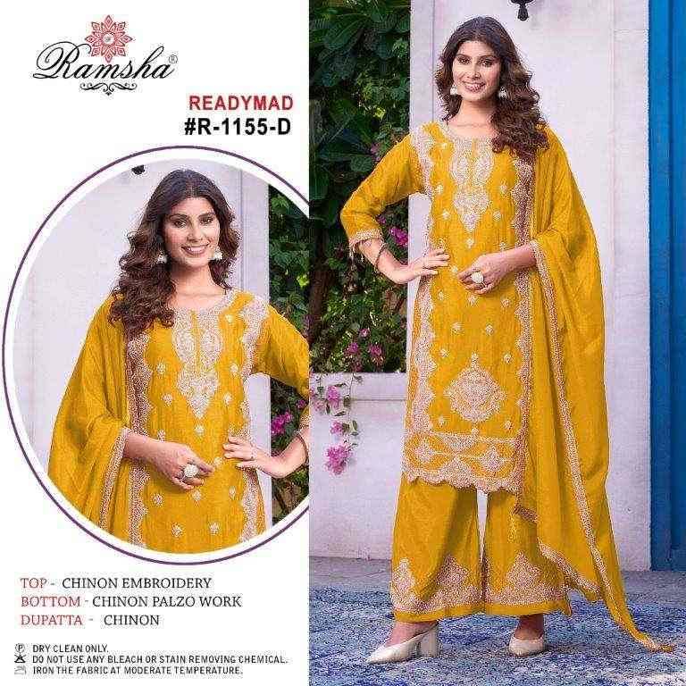 Ramsha 1155 Colours By Ramsha 1155-A To 1155-D Series Beautiful Pakistani Suits Colorful Stylish Fancy Casual Wear & Ethnic Wear Chinnon Dresses At Wholesale Price